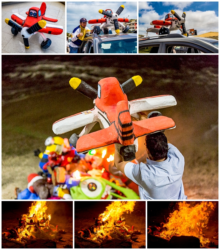 2015 New Year's Eve - Salinas Ecuador - airplane effigy manogote burned