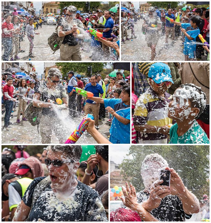 Orchidea Carnaval Parade Cuenca Ecuador - gringa attack