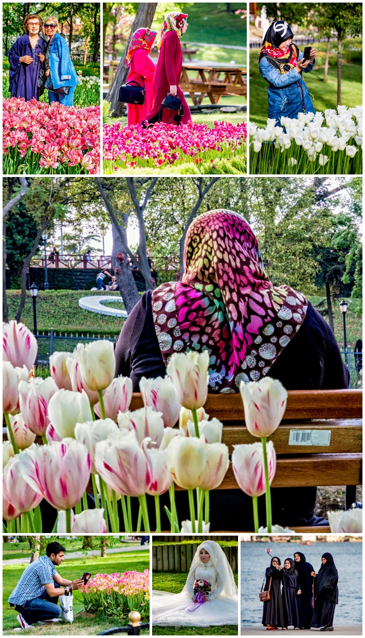 tulips Emirgan Park people