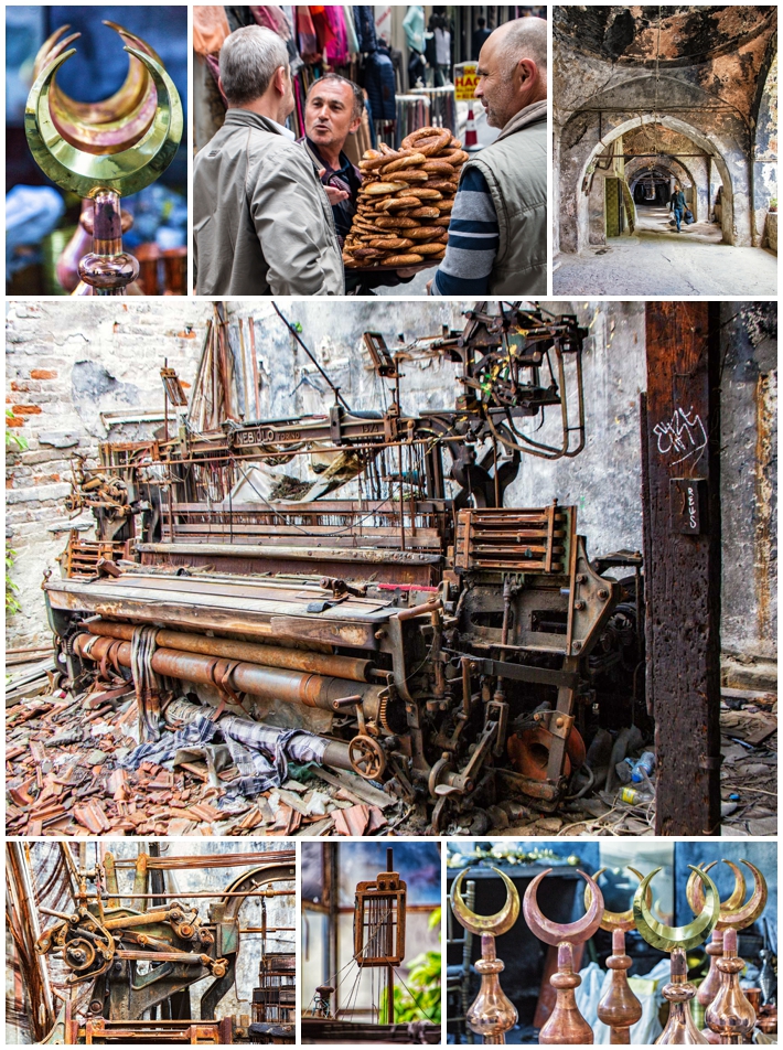 Istanbul Grand Bazaar Rooftop - weaving and Muslin pots
