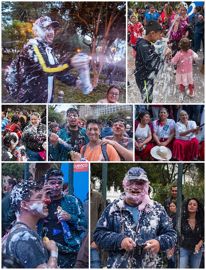 Foam Attack, Godparent's Day 2017 in Cuenca, Ecuador - adults