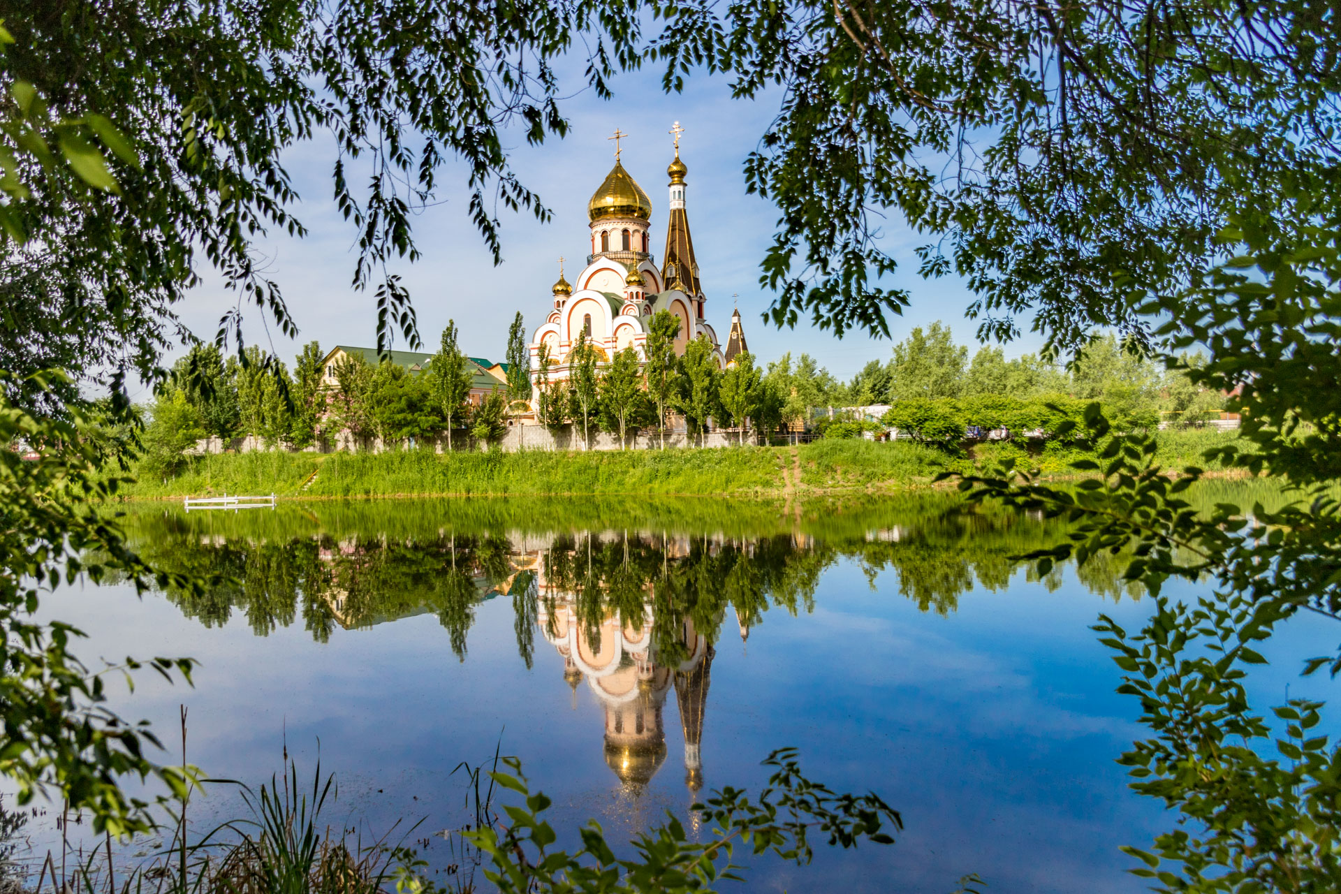 Almaty, Kazakhstan - quaint church with tree frame