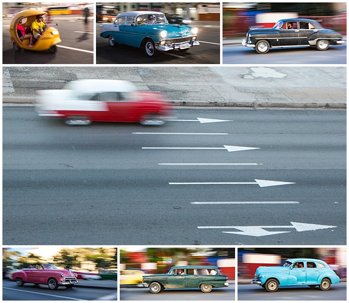 Havana, Cuba - classic cars moving