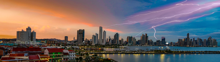 Panama City - Skyline with Lightning