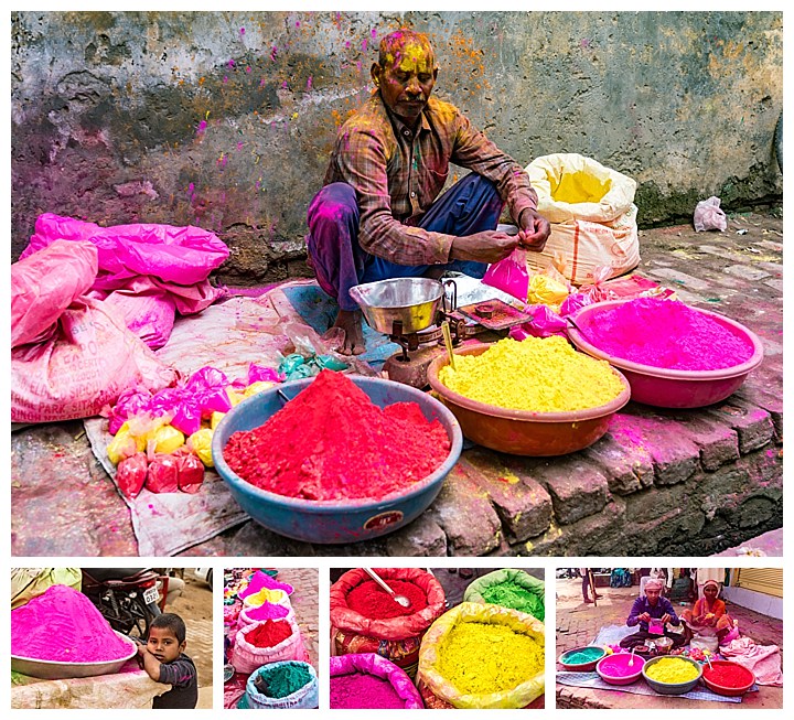 Barsana, India, Holi Festival 2018 -selling colors