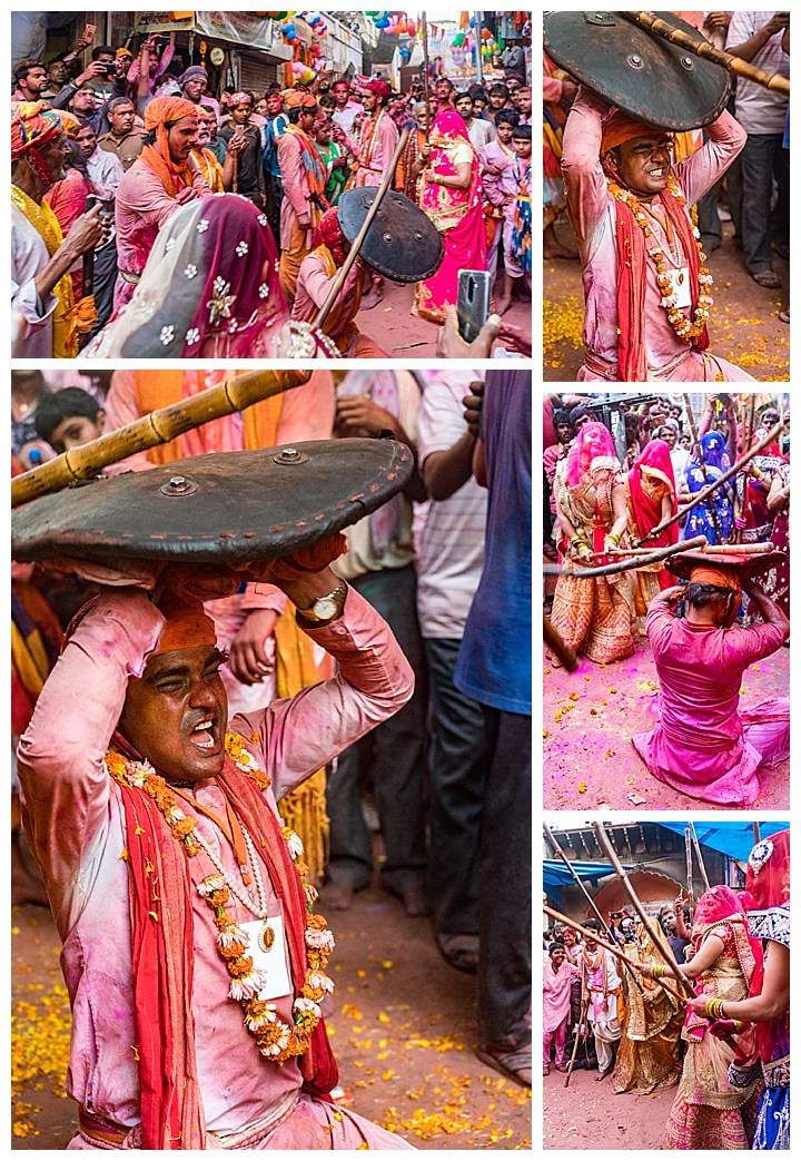Barsana, India, Holi Festival 2018 -beating men
