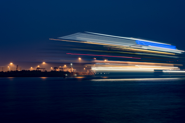 Cochin / Kochi, India - blurred cruise ship