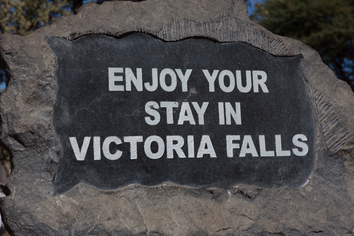 Victoria Falls, Zimbabwe - enjoy your stay sign